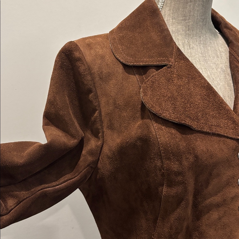 Vintage Brown Suede Jacket Snap Front Retro Western Coat Women’s Medium - Picture 9 of 16